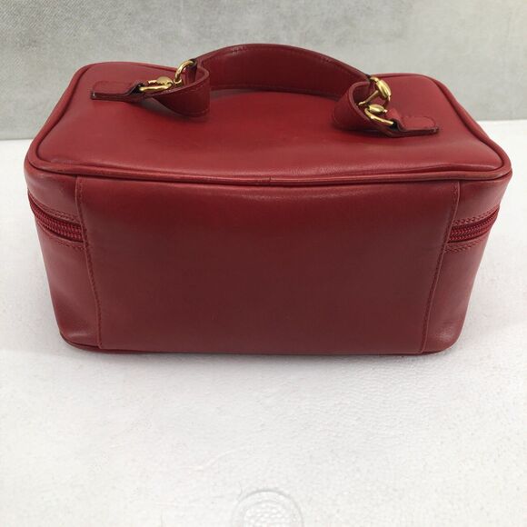 GUCCI Horsebit Vanity Bag Pouch Makeup Box Leather Red - Picture 2 of 13